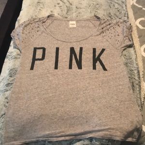 VS PINK tee with rhinestones. Size L